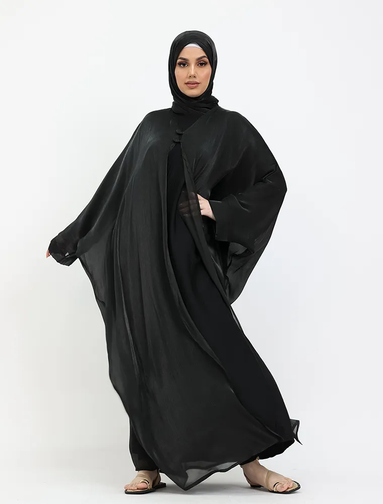 Black Organza Kimono Set